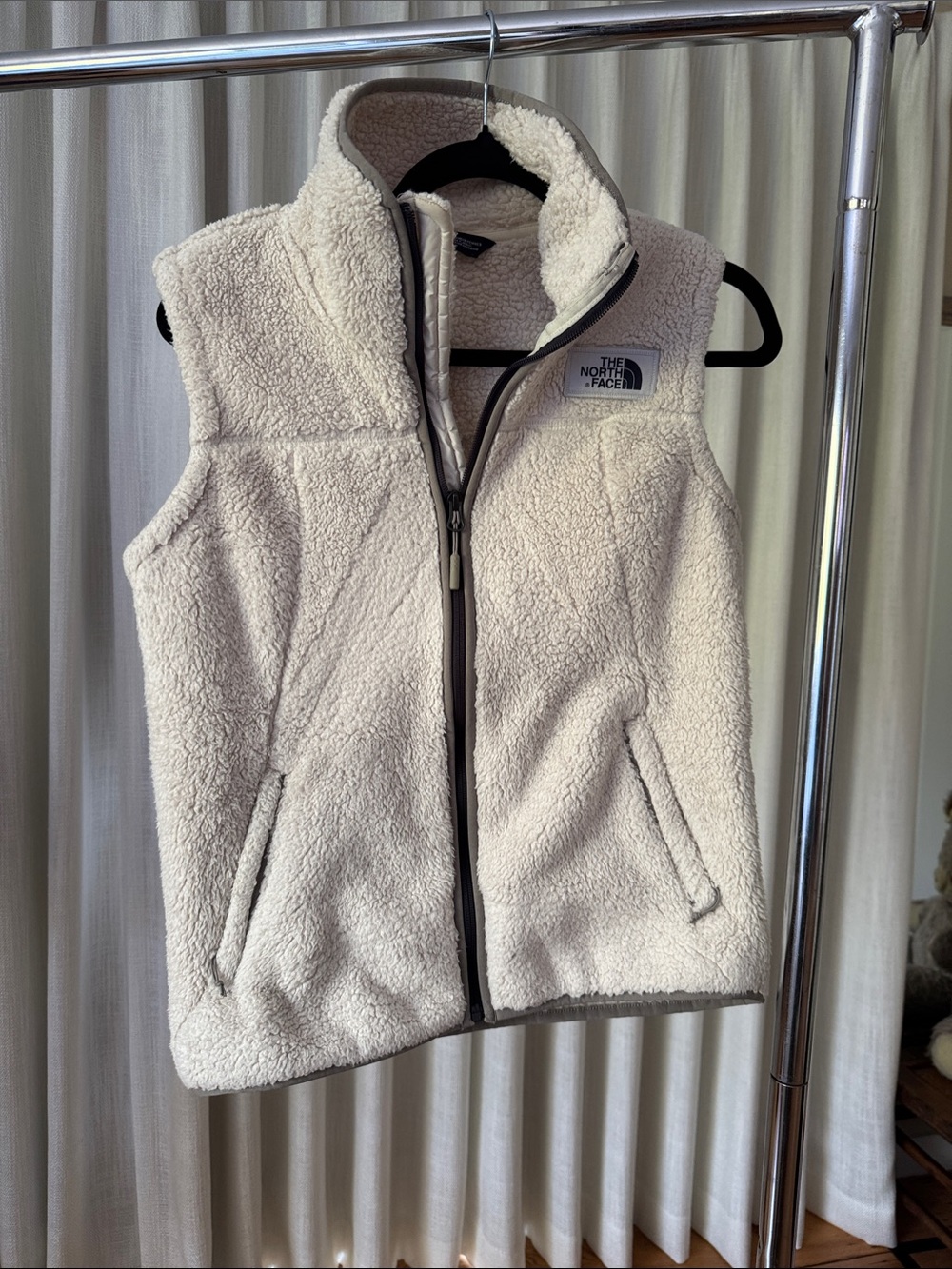 The North Face Cream Sherpa Fleece Vest